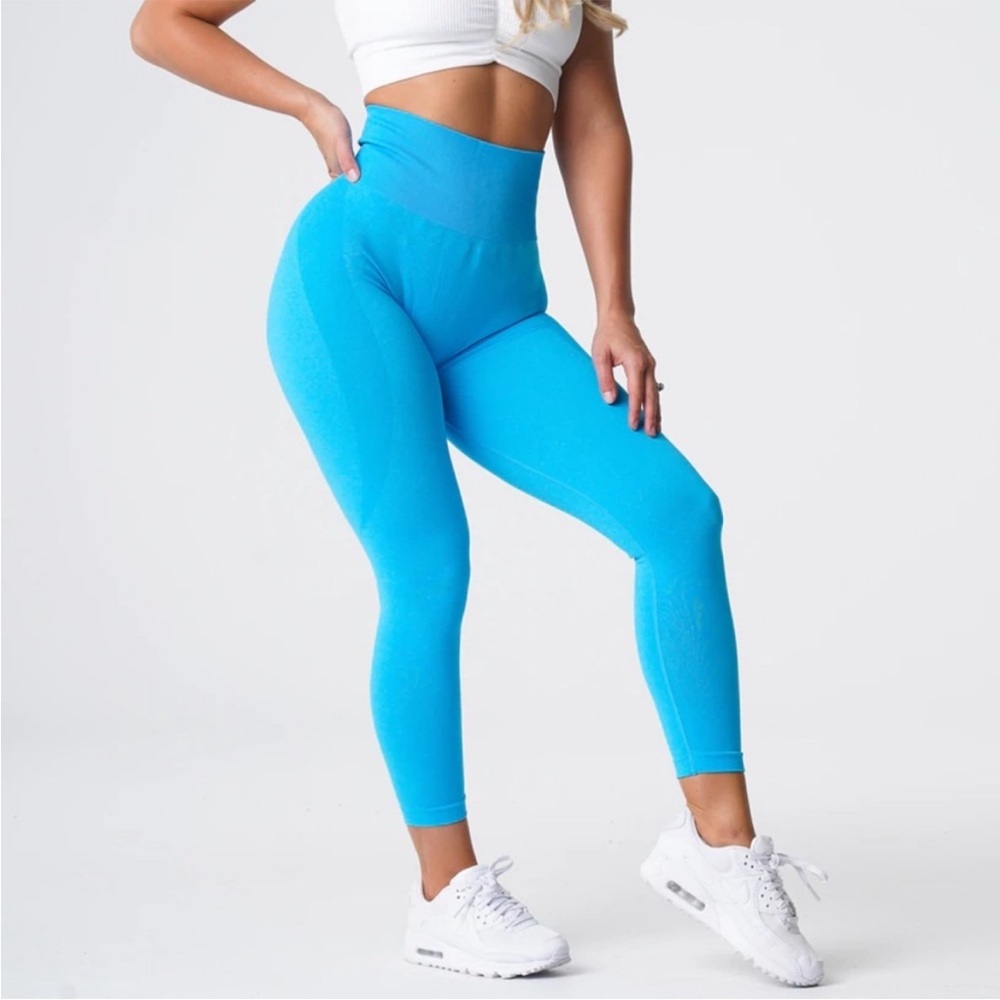 High Waist Seamless Contour Butt Lift Yoga Legging Pants Caribbean Blue